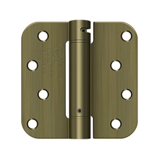 Deltana - 4'' x 4'' x 5/8'' Spring Hinge, UL Listed - Antique Brass