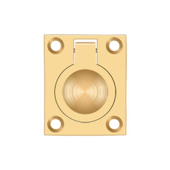 Deltana - Flush Ring Pull, 1-3/4'' x 1-3/8'' - PVD Polished Brass