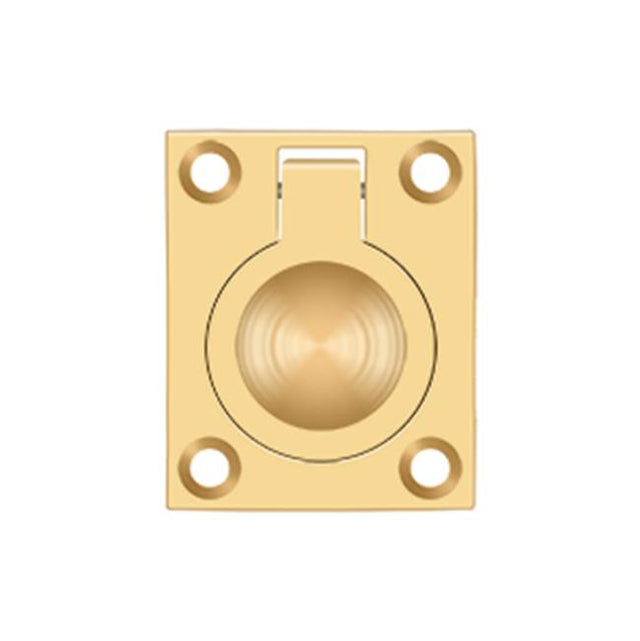 Deltana - Flush Ring Pull, 1-3/4'' x 1-3/8'' - PVD Polished Brass