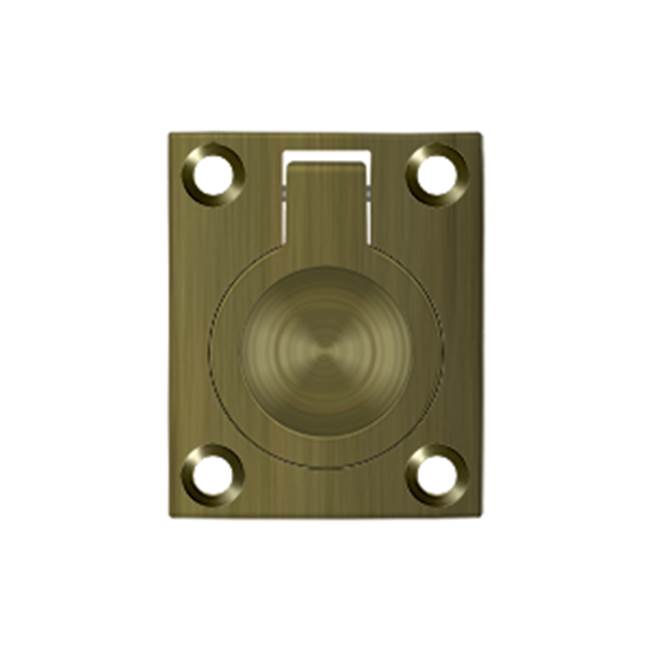 Deltana - Flush Ring Pull, 1-3/4'' x 1-3/8'' - Antique Brass