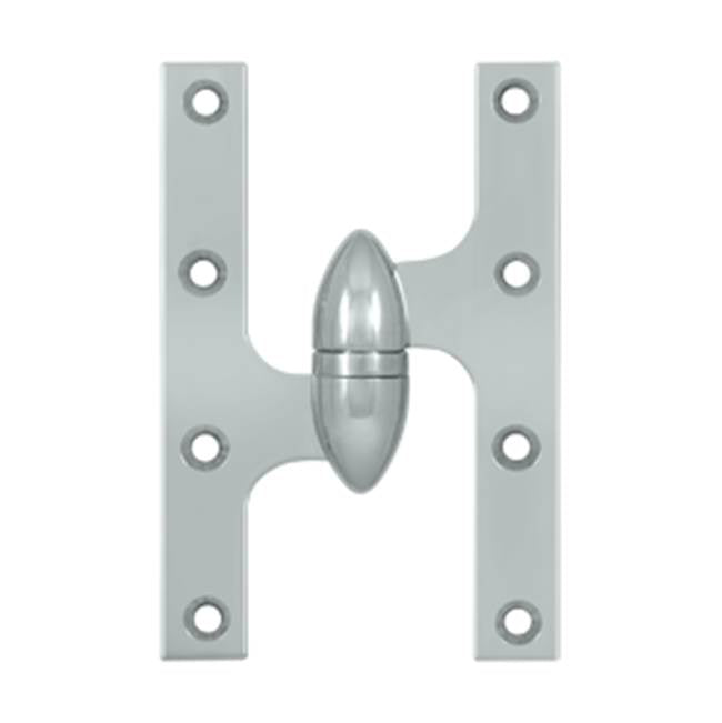 Deltana - 6''x 3-7/8'' Olive Knuckle Hinge, Ball Bearing, Solid Brass - Polished Chrome