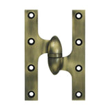 Deltana - 6''x 3-7/8'' Olive Knuckle Hinge, Ball Bearing, Solid Brass - Antique Brass