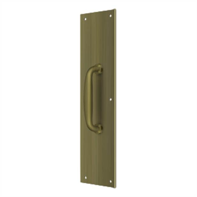 Deltana - Push Plate w/ Handle 3-1/2'' x 15 '' - Handle 5-1/4'' - Antique Brass