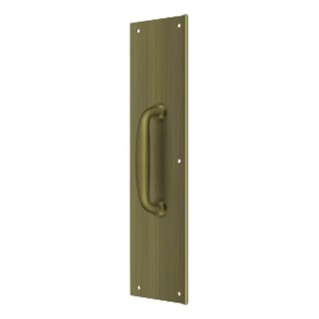 Deltana - Push Plate w/ Handle 3-1/2'' x 15 '' - Handle 5-1/4'' - Antique Brass