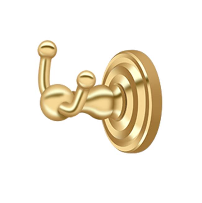 Deltana - Double Robe Hook, R-Series - PVD Polished Brass