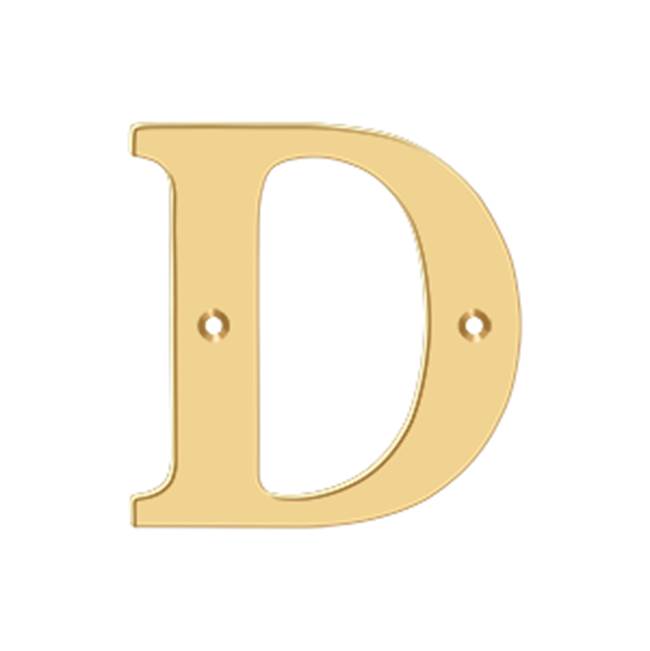 Deltana - 4'' Residential Letter D - PVD Polished Brass