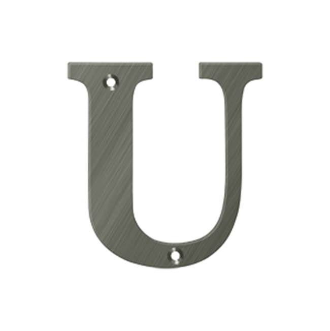 Deltana - 4'' Residential Letter U - Antique Nickel