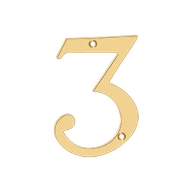 Deltana - 4'' Numbers, Solid Brass - PVD Polished Brass
