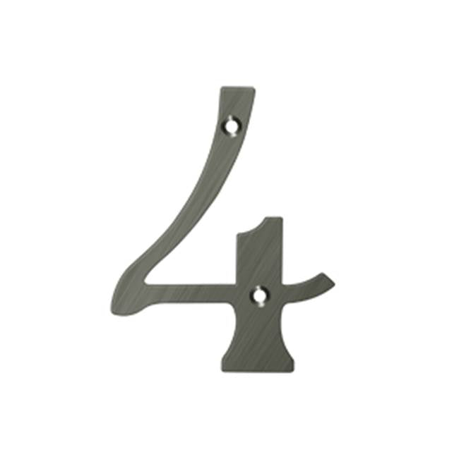 Deltana - 4'' Numbers, Solid Brass - Antique Nickel