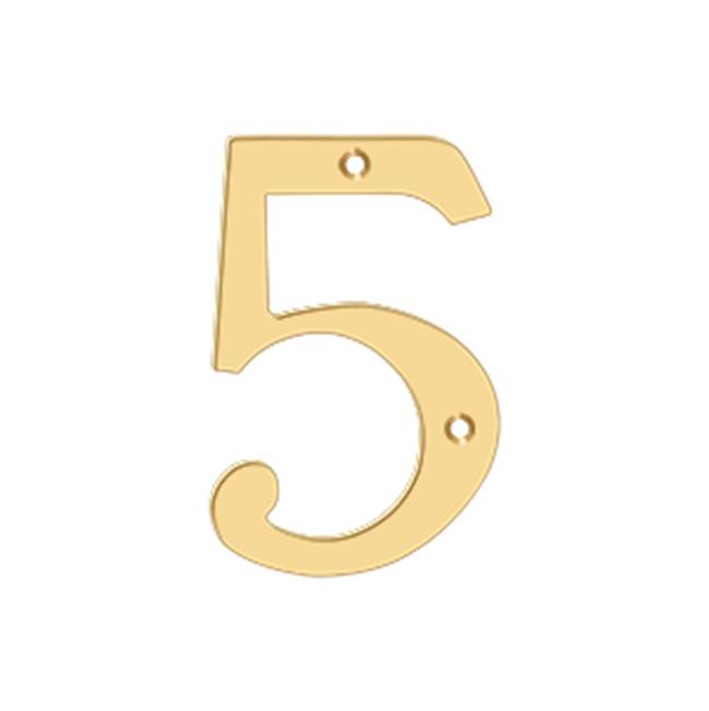 Deltana - 4'' Numbers, Solid Brass - PVD Polished Brass