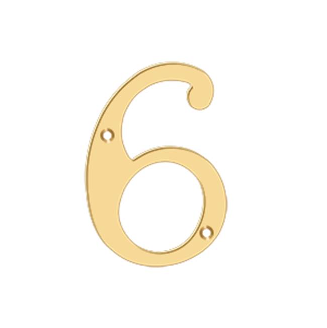 Deltana - 4'' Numbers, Solid Brass - PVD Polished Brass