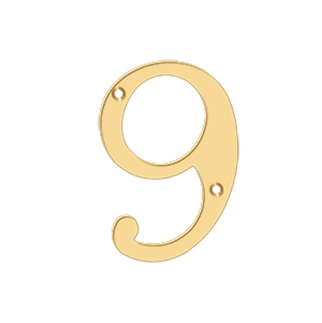 Deltana - 4'' Numbers, Solid Brass - PVD Polished Brass