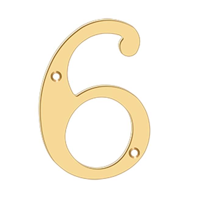Deltana - 6'' Numbers, Solid Brass - PVD Polished Brass