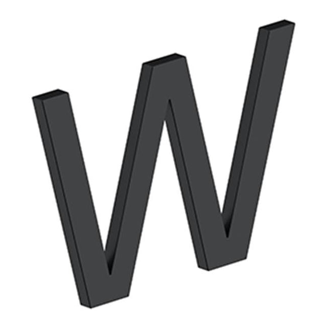 Deltana - 4'' LETTER W, E SERIES WITH RISERS, STAINLESS STEEL - Paint Black