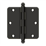 Deltana - 3-1/2'' x 3-1/2'' x 1/4'' Radius Hinge, w/ Ball Tips - Oil-rubbed Bronze