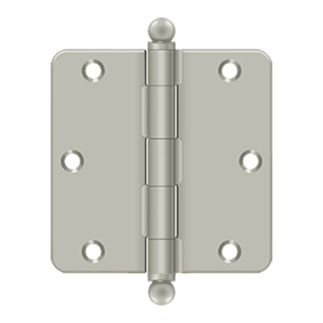 Deltana - 3-1/2'' x 3-1/2'' x 1/4'' Radius Hinge, w/ Ball Tips - Brushed Nickel