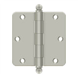 Deltana - 3-1/2'' x 3-1/2'' x 1/4'' Radius Hinge, w/ Ball Tips - Brushed Nickel
