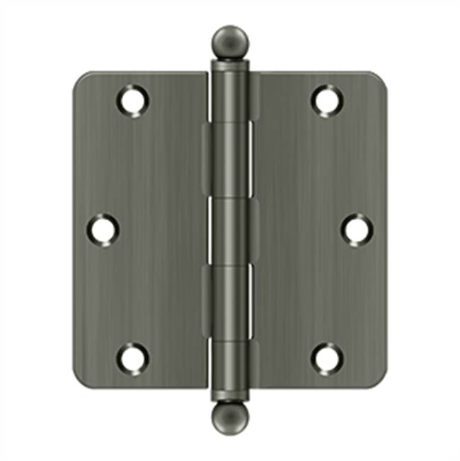 Deltana - 3-1/2'' x 3-1/2'' x 1/4'' Radius Hinge, w/ Ball Tips - Antique Nickel