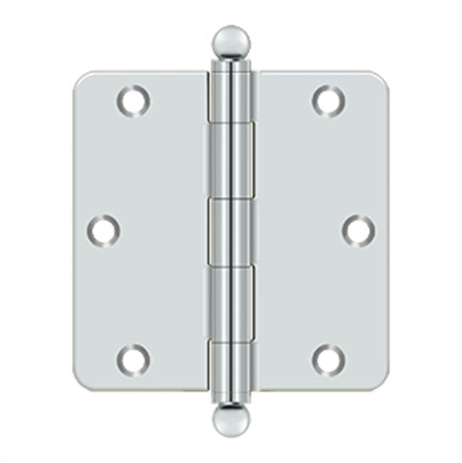 Deltana - 3-1/2'' x 3-1/2'' x 1/4'' Radius Hinge, w/ Ball Tips - Polished Chrome
