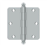 Deltana - 3-1/2'' x 3-1/2'' x 1/4'' Radius Hinge, w/ Ball Tips - Brushed Chrome