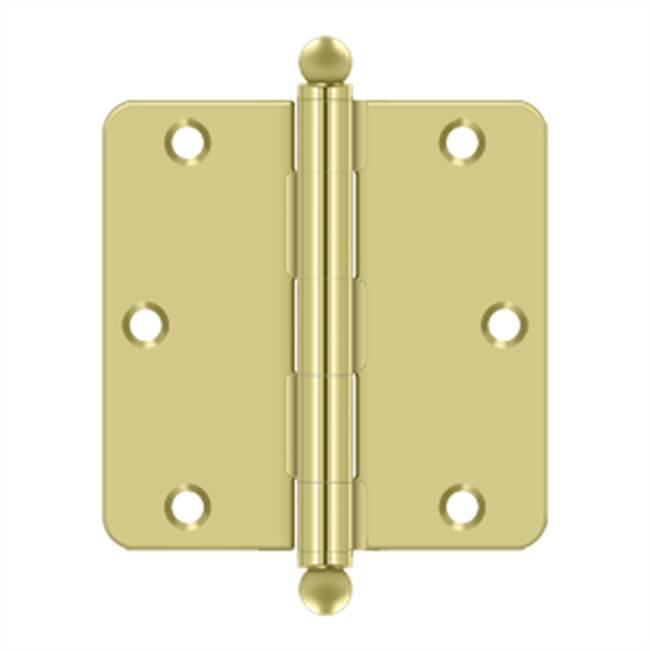 Deltana - 3-1/2'' x 3-1/2'' x 1/4'' Radius Hinge, w/ Ball Tips - Polished Brass