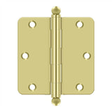 Deltana - 3-1/2'' x 3-1/2'' x 1/4'' Radius Hinge, w/ Ball Tips - Polished Brass
