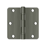 Deltana - 3-1/2'' x 3-1/2'' x 1/4'' Radius Hinge, Ball Bearing - Antique Nickel