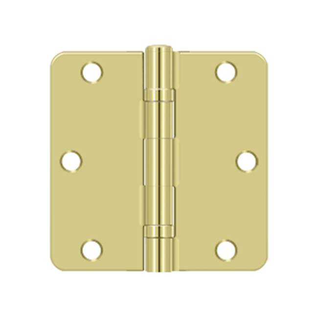 Deltana - 3-1/2'' x 3-1/2'' x 1/4'' Radius Hinge, Ball Bearing - Polished Brass
