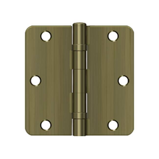 Deltana - 3-1/2'' x 3-1/2'' x 1/4'' Radius Hinge, Ball Bearing - Antique Brass
