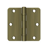 Deltana - 3-1/2'' x 3-1/2'' x 1/4'' Radius Hinge, Ball Bearing - Antique Brass
