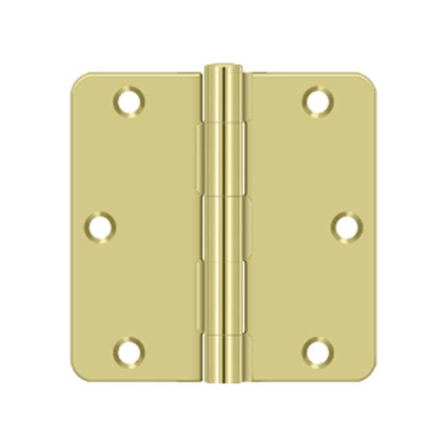 Deltana - 3-1/2'' x 3-1/2'' x 1/4'' Radius Hinge, Residential Thickness - Polished Brass