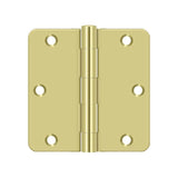 Deltana - 3-1/2'' x 3-1/2'' x 1/4'' Radius Hinge, Residential Thickness - Polished Brass