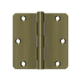 Deltana - 3-1/2'' x 3-1/2'' x 1/4'' Radius Hinge, Residential Thickness - Antique Brass
