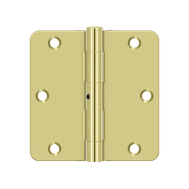 Deltana - 3-1/2'' x 3-1/2'' x 1/4'' Radius Hinge, Residential Thickness - Polished Brass