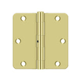 Deltana - 3-1/2'' x 3-1/2'' x 1/4'' Radius Hinge, Residential Thickness - Polished Brass