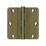 Deltana - 3-1/2'' x 3-1/2'' x 1/4'' Radius Hinge, Residential Thickness - Antique Brass
