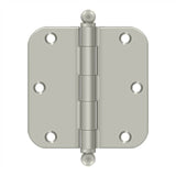 Deltana - 3-1/2'' x 3-1/2'' x 5/8'' Radius Hinge, w/ Ball Tips - Brushed Nickel