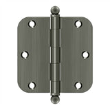 Deltana - 3-1/2'' x 3-1/2'' x 5/8'' Radius Hinge, w/ Ball Tips - Antique Nickel