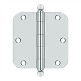 Deltana - 3-1/2'' x 3-1/2'' x 5/8'' Radius Hinge, w/ Ball Tips - Polished Chrome