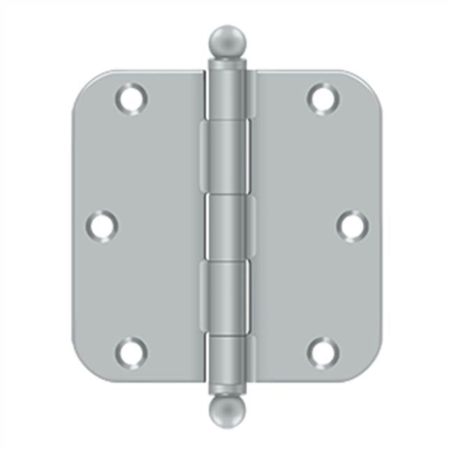 Deltana - 3-1/2'' x 3-1/2'' x 5/8'' Radius Hinge, w/ Ball Tips - Brushed Chrome
