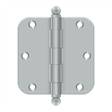 Deltana - 3-1/2'' x 3-1/2'' x 5/8'' Radius Hinge, w/ Ball Tips - Brushed Chrome