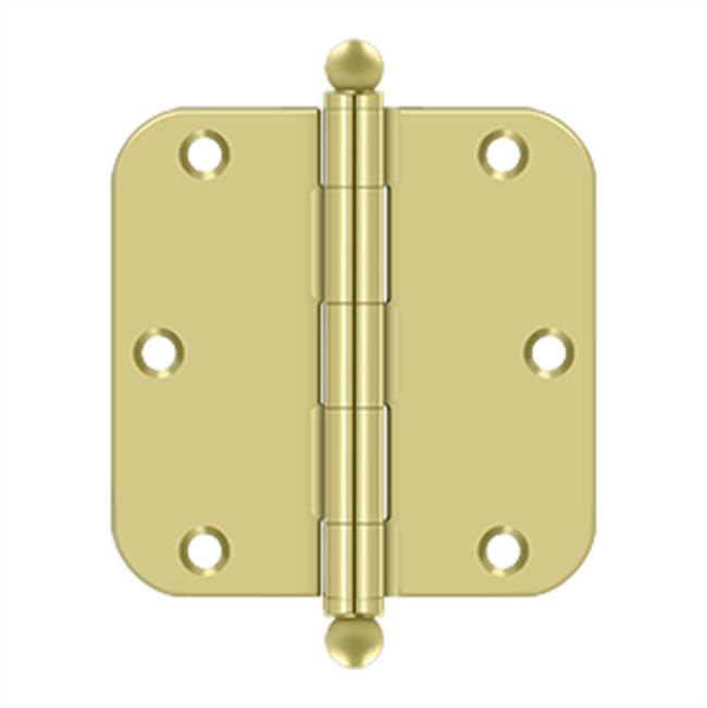 Deltana - 3-1/2'' x 3-1/2'' x 5/8'' Radius Hinge, w/ Ball Tips - Polished Brass