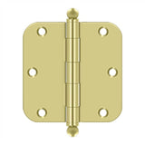 Deltana - 3-1/2'' x 3-1/2'' x 5/8'' Radius Hinge, w/ Ball Tips - Polished Brass
