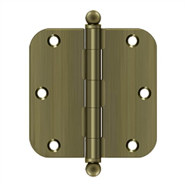Deltana - 3-1/2'' x 3-1/2'' x 5/8'' Radius Hinge, w/ Ball Tips - Antique Brass