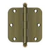 Deltana - 3-1/2'' x 3-1/2'' x 5/8'' Radius Hinge, w/ Ball Tips - Antique Brass
