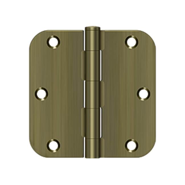 Deltana - 3-1/2'' x 3-1/2'' x 5/8'' Radius Hinge, Residential Thickness - Antique Brass