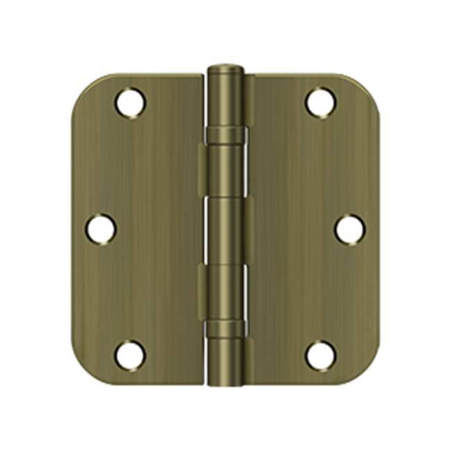 Deltana - 3-1/2'' x 3-1/2'' x 5/8'' Radius Hinge, Ball Bearing - Antique Brass