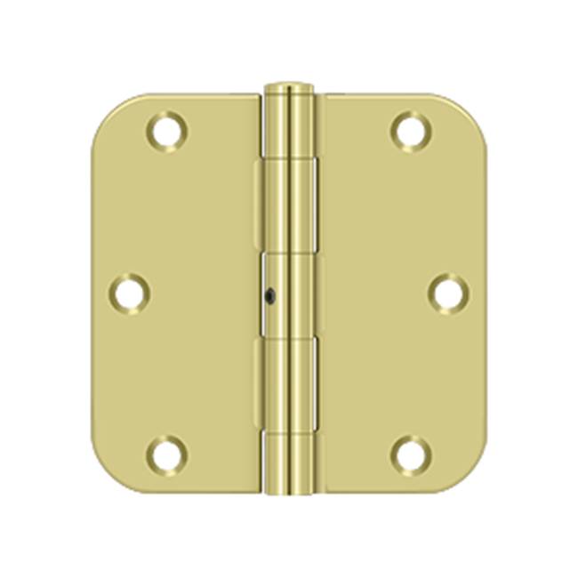 Deltana - 3-1/2'' x 3-1/2'' x 5/8'' Radius Hinge, Residential Thickness - Polished Brass