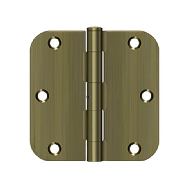 Deltana - 3-1/2'' x 3-1/2'' x 5/8'' Radius Hinge, Residential Thickness - Antique Brass