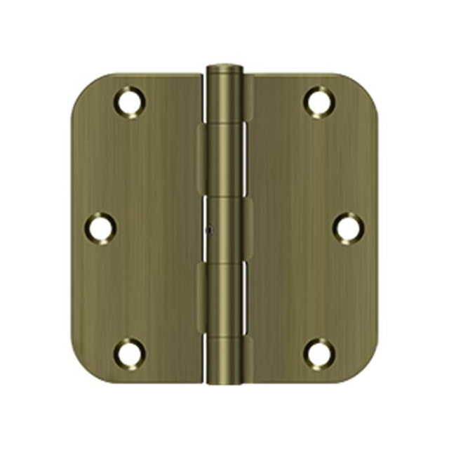 Deltana - 3-1/2'' x 3-1/2'' x 5/8'' Radius Hinge, Residential Thickness - Antique Brass